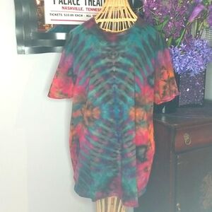 Hand Crafted Handmade Upcycled XL Short Sleeve 100% Cotton Tie Dye T-shirt